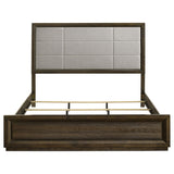 Atlas 63-inch Eastern King Upholstered Panel Bed Grey and Dark Oak