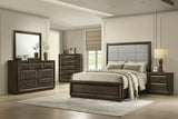 Atlas 63-inch Queen Upholstered Panel Bed Grey and Dark Oak