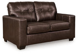 Santorine Dark Brown Leather Loveseat