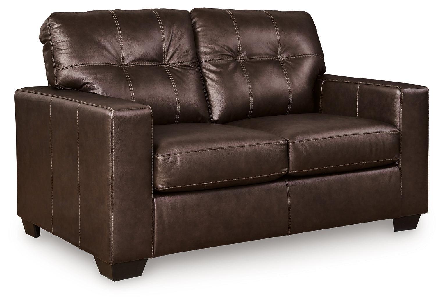 Santorine Dark Brown Leather Loveseat