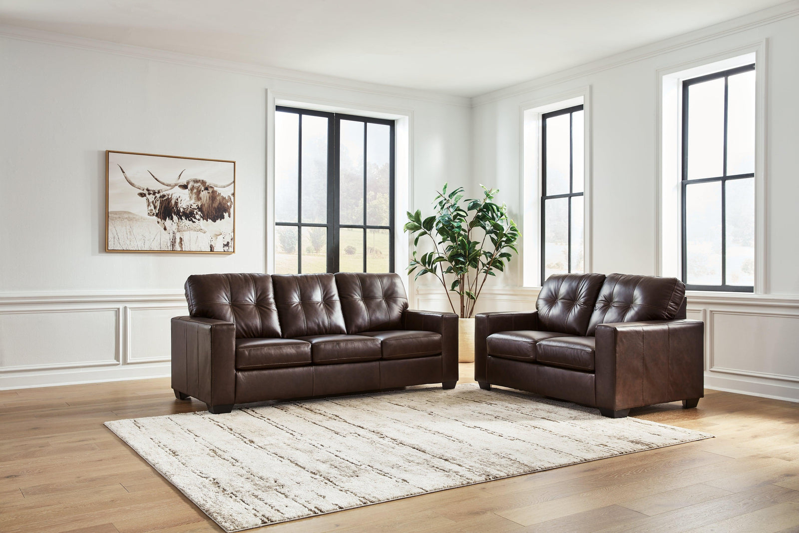 Santorine Dark Brown Sofa and Loveseat