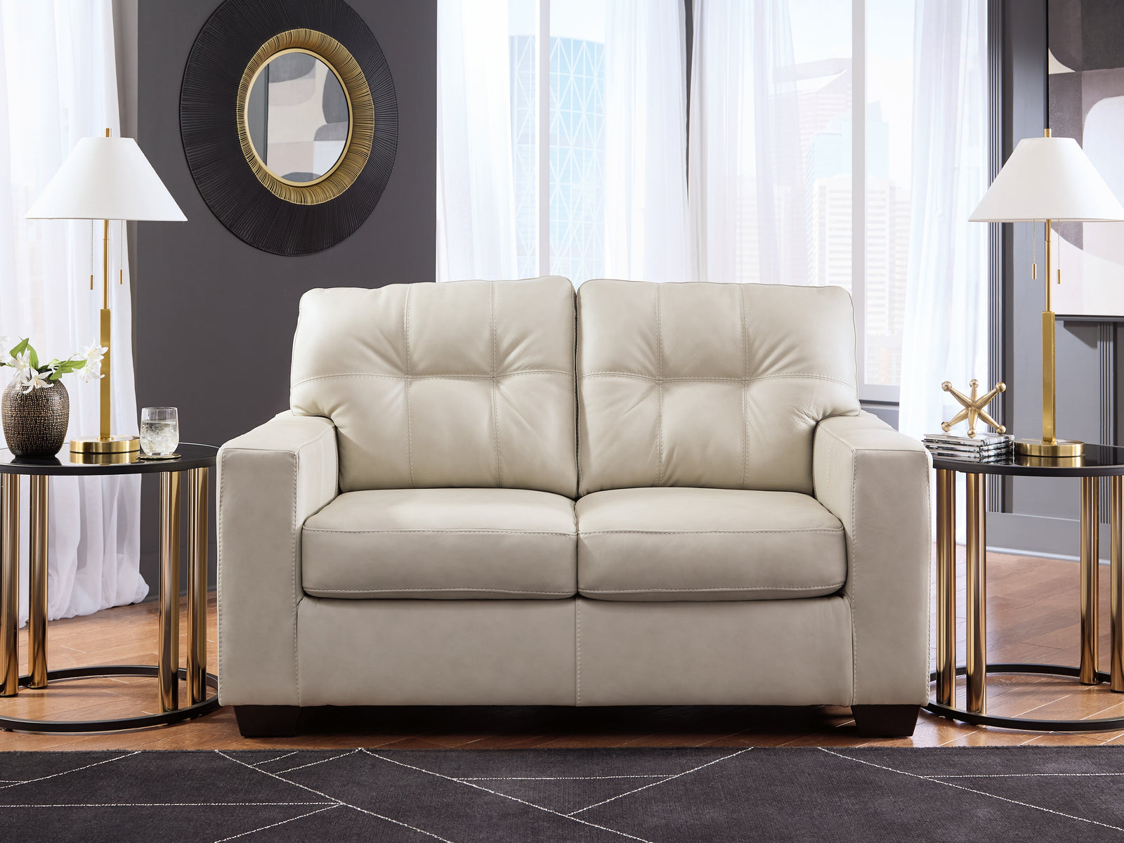 Santorine Bone Leather Loveseat
