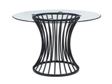 Tracy Light Gray Glass Top Round Dining Room Set
