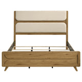 Bennett 62-inch Eastern King Upholstered Panel Bed Cream and Light Oak