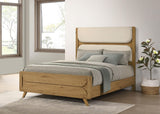 Bennett 62-inch Queen Upholstered Panel Bed Cream and Light Oak