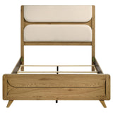 Bennett 62-inch Queen Upholstered Panel Bed Cream and Light Oak