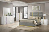 Ines 52-inch Fabric Upholstered Eastern King Panel Bed Grey