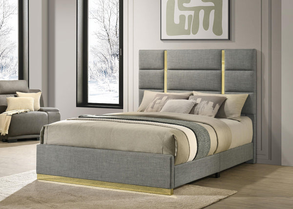 Ines 52-inch Fabric Upholstered Queen Panel Bed Grey