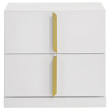 Ines 2-drawer Nightstand Bedside Table White High Gloss