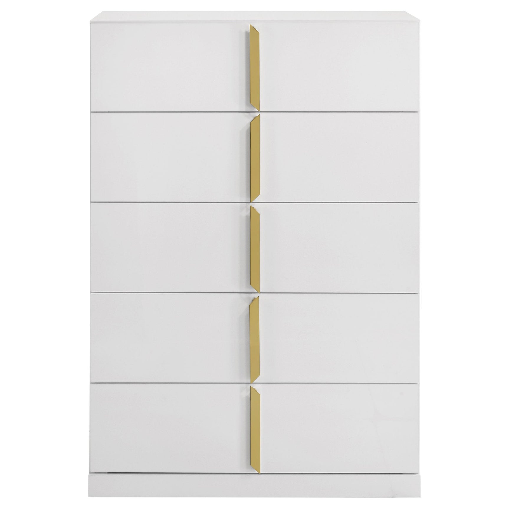 Ines 5-drawer Bedroom Chest of Drawers White High Gloss