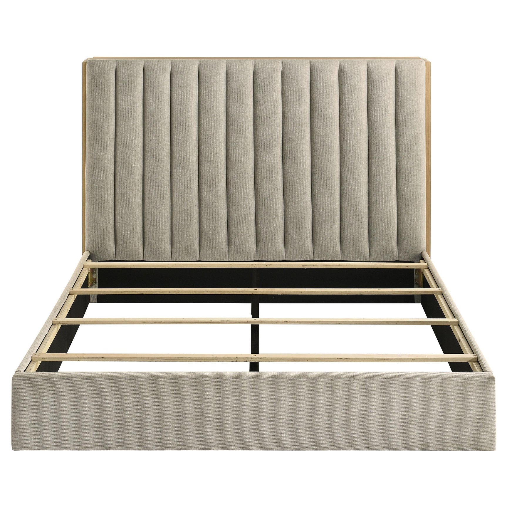 Arielle Eastern King Bookcase Panel Storage Bed Light Oak