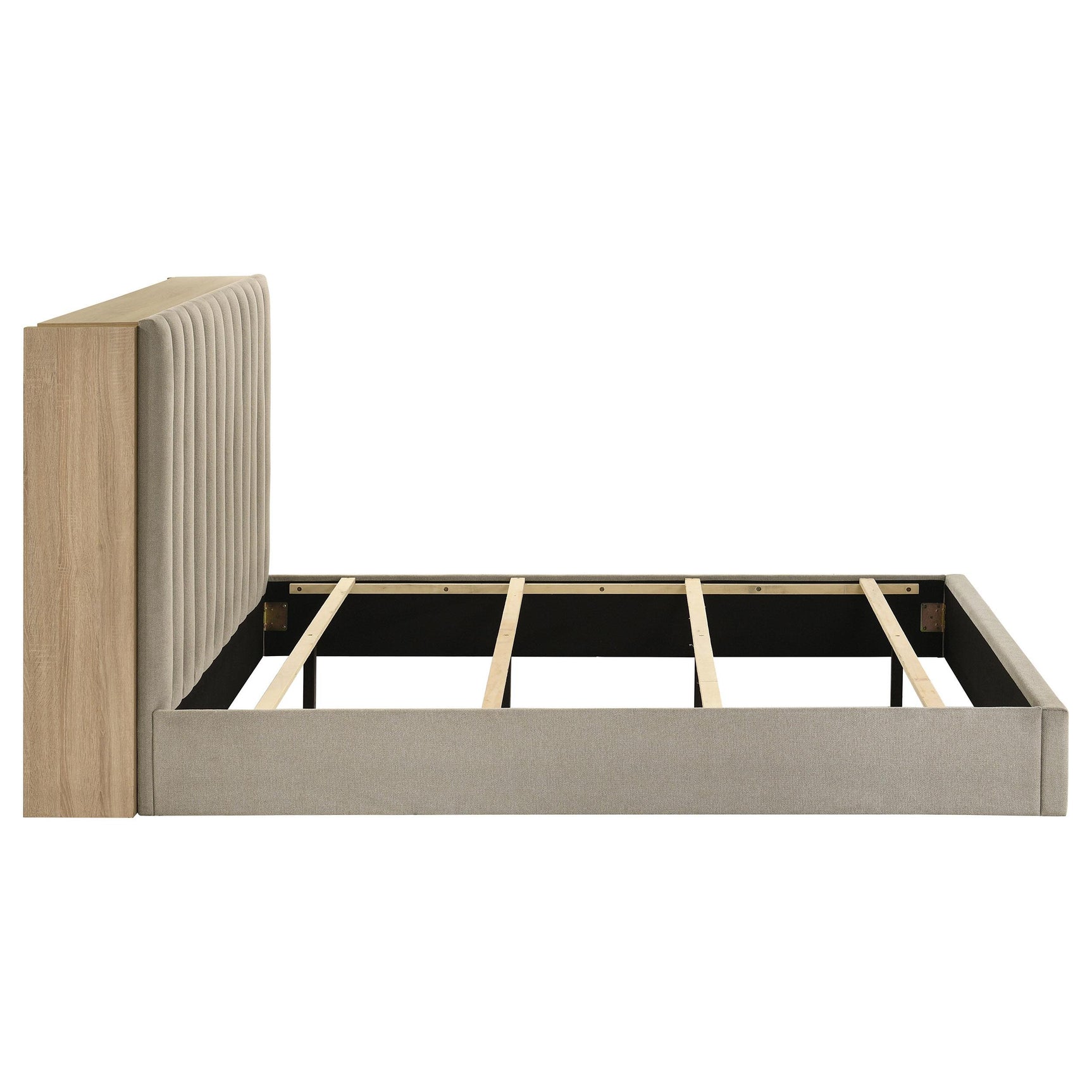 Arielle Queen Bookcase Panel Storage Bed Light Oak