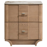 Leanne 2-drawer Sinter Stone Top Nightstand Light Oak