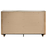 Leanne 6-drawer Sinter Stone Top Dresser Cabinet Light Oak