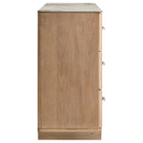 Leanne 6-drawer Sinter Stone Top Dresser Cabinet Light Oak