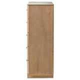Leanne 5-drawer Sinter Stone Top Chest of Drawers Light Oak