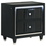 Ravenne 2-drawer Velvet Upholstered LED Nightstand with USB Black
