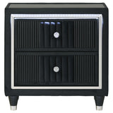 Ravenne 2-drawer Velvet Upholstered LED Nightstand with USB Black