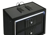 Ravenne 2-drawer Velvet Upholstered LED Nightstand with USB Black