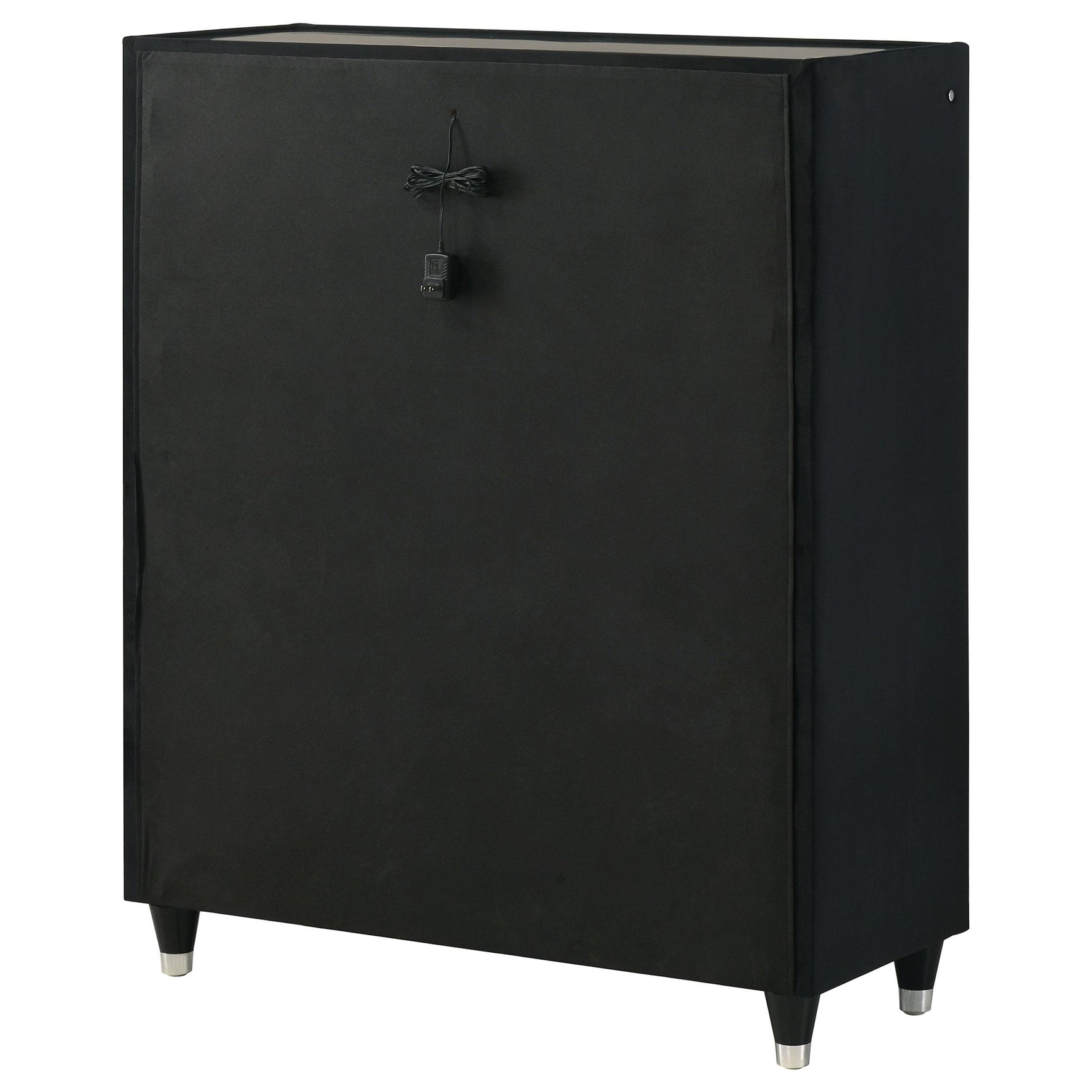 Ravenne 5-drawer Velvet Upholstered LED Chest of Drawers Black