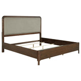 Maderia 57-inch Upholstered King Panel Bed Walnut
