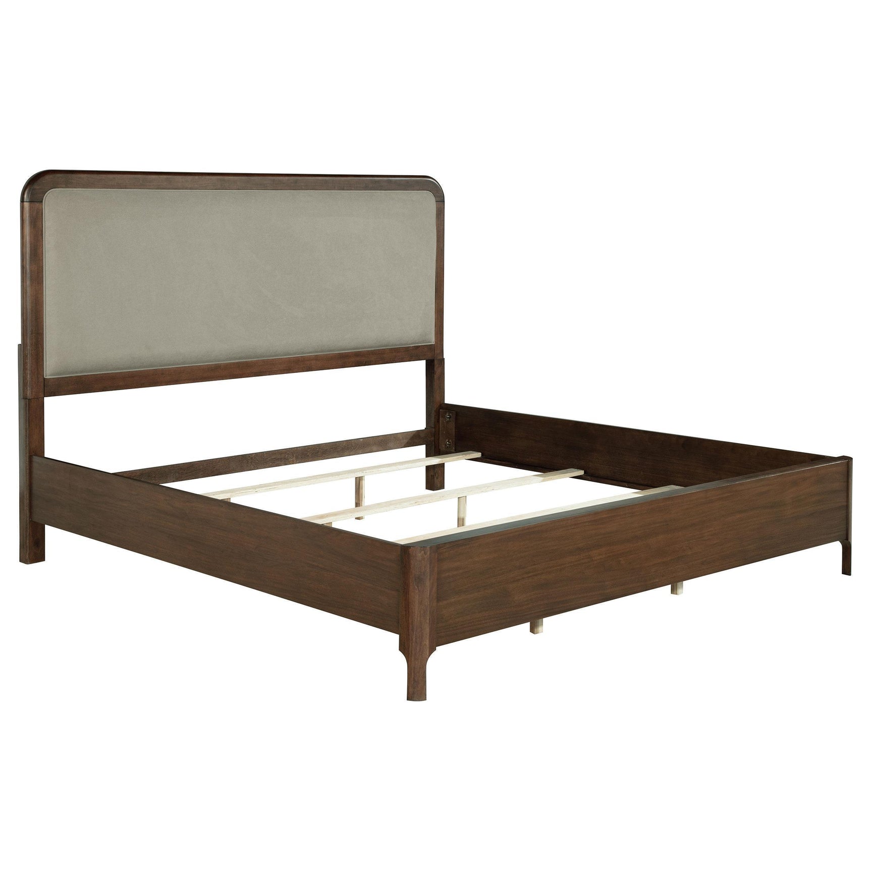 Maderia 57-inch Upholstered King Panel Bed Walnut
