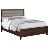 Welsley 50-inch Upholstered Queen Bed Walnut