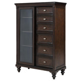 Andover 6-drawer Tempered Glass Door Chest Dark Oak