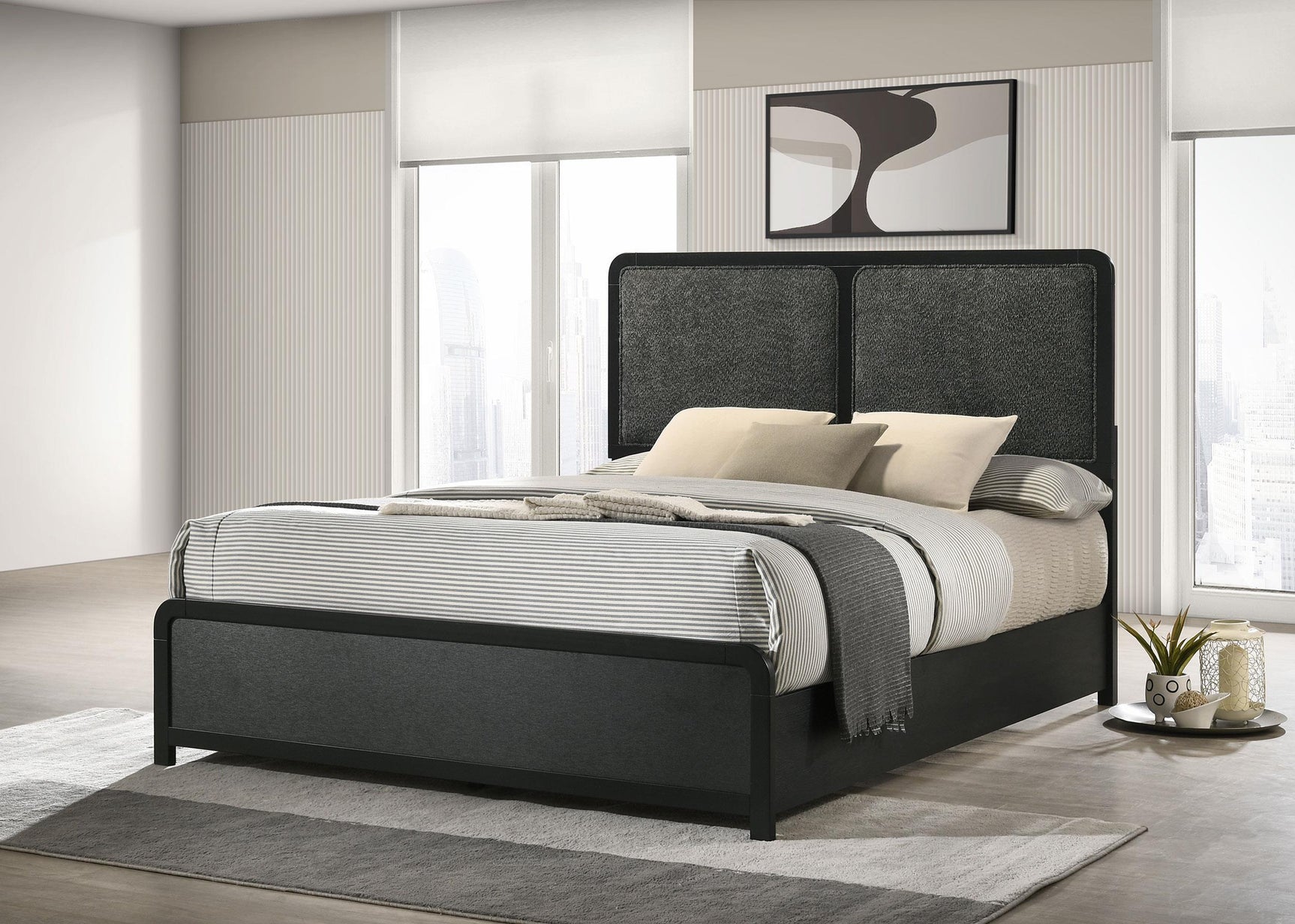 Cavelle 47-inch Upholstered King Bed Black
