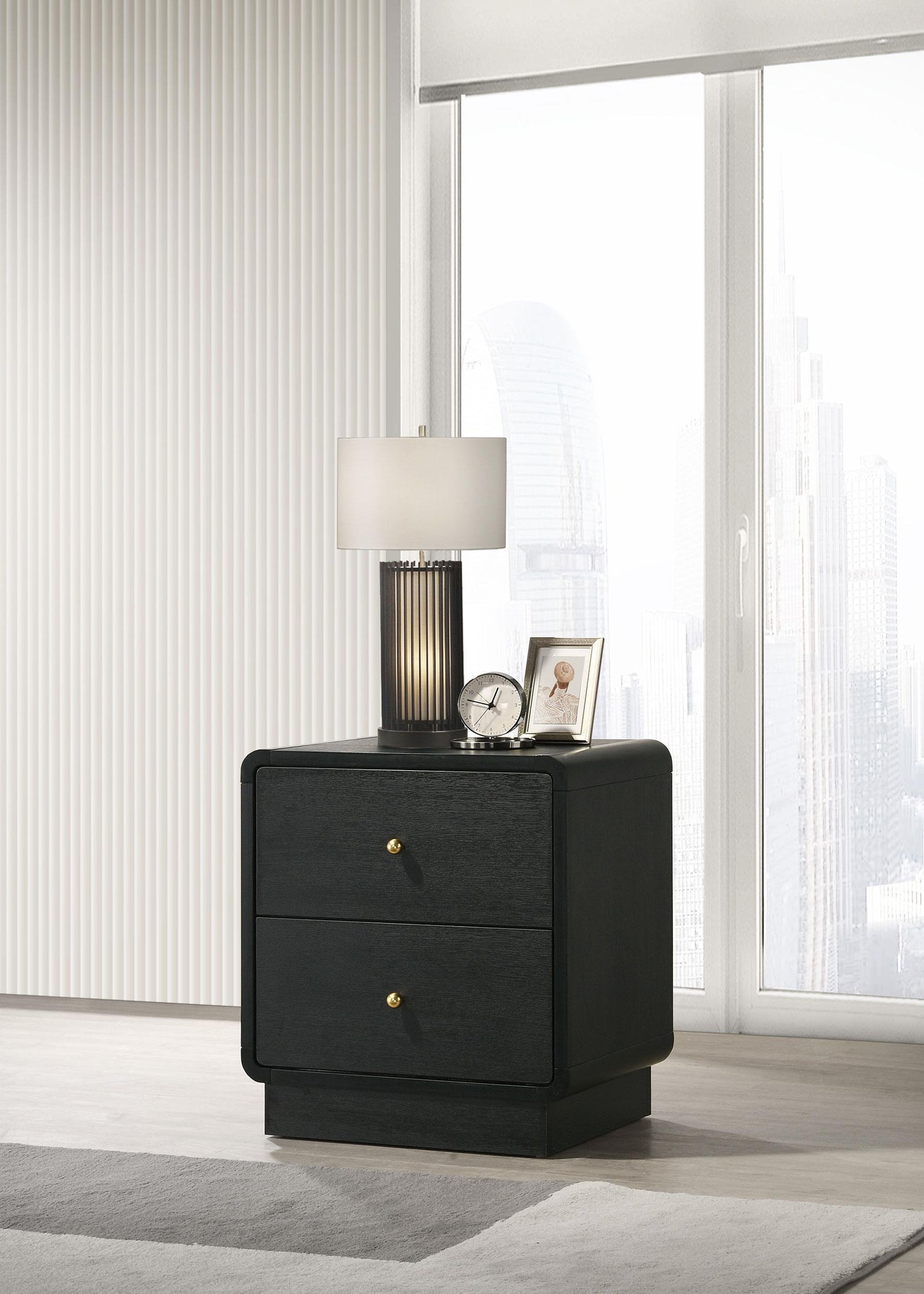 Cavelle 2-drawer Nightstand Bedide Table Black