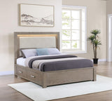 Kenora 56-inch King LED Storage Bed Barley Brown