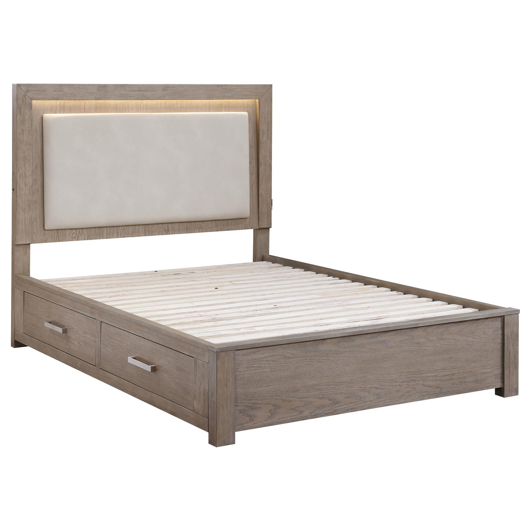 Kenora 56-inch King LED Storage Bed Barley Brown