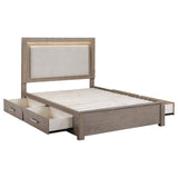 Kenora 56-inch King LED Storage Bed Barley Brown