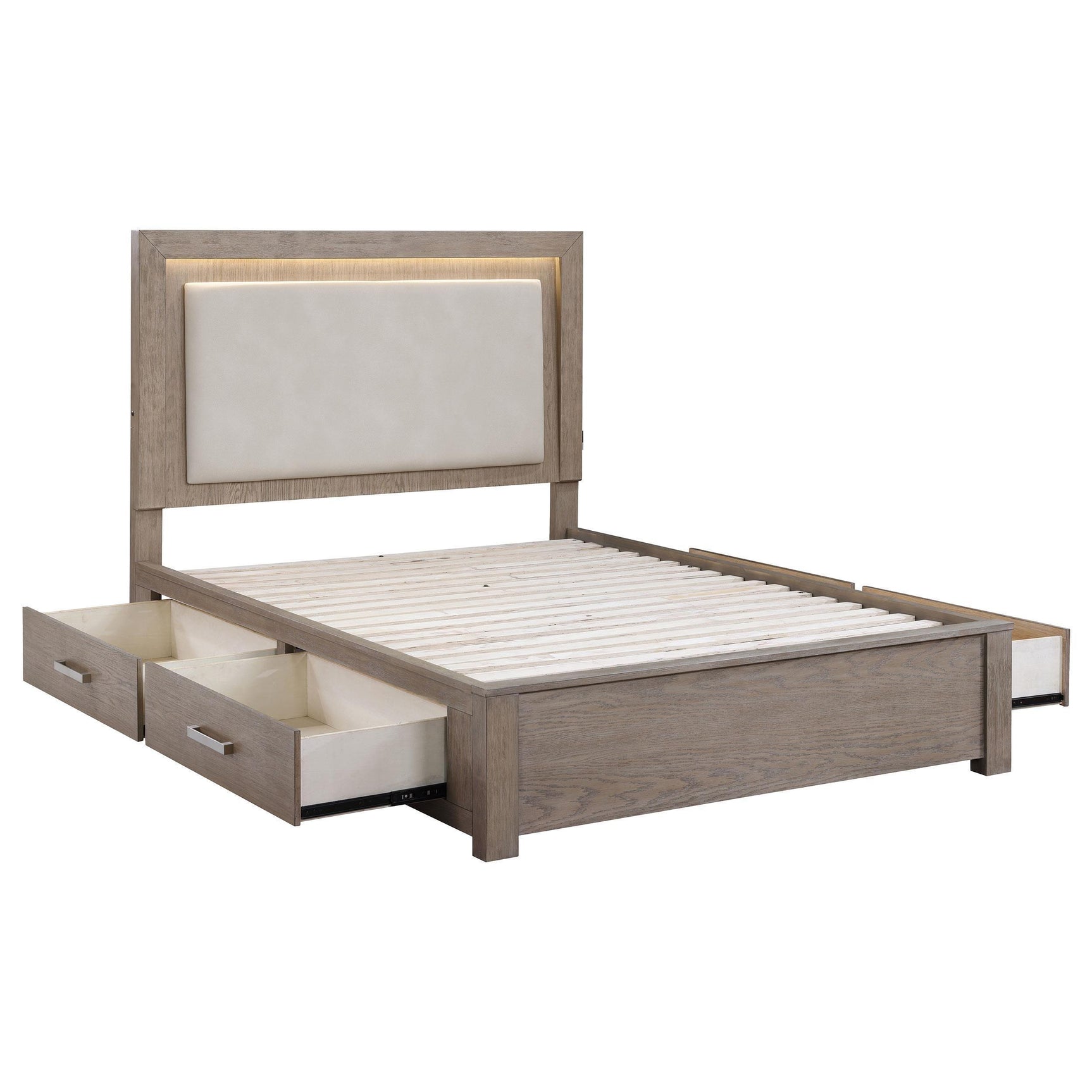 Kenora 56-inch King LED Storage Bed Barley Brown
