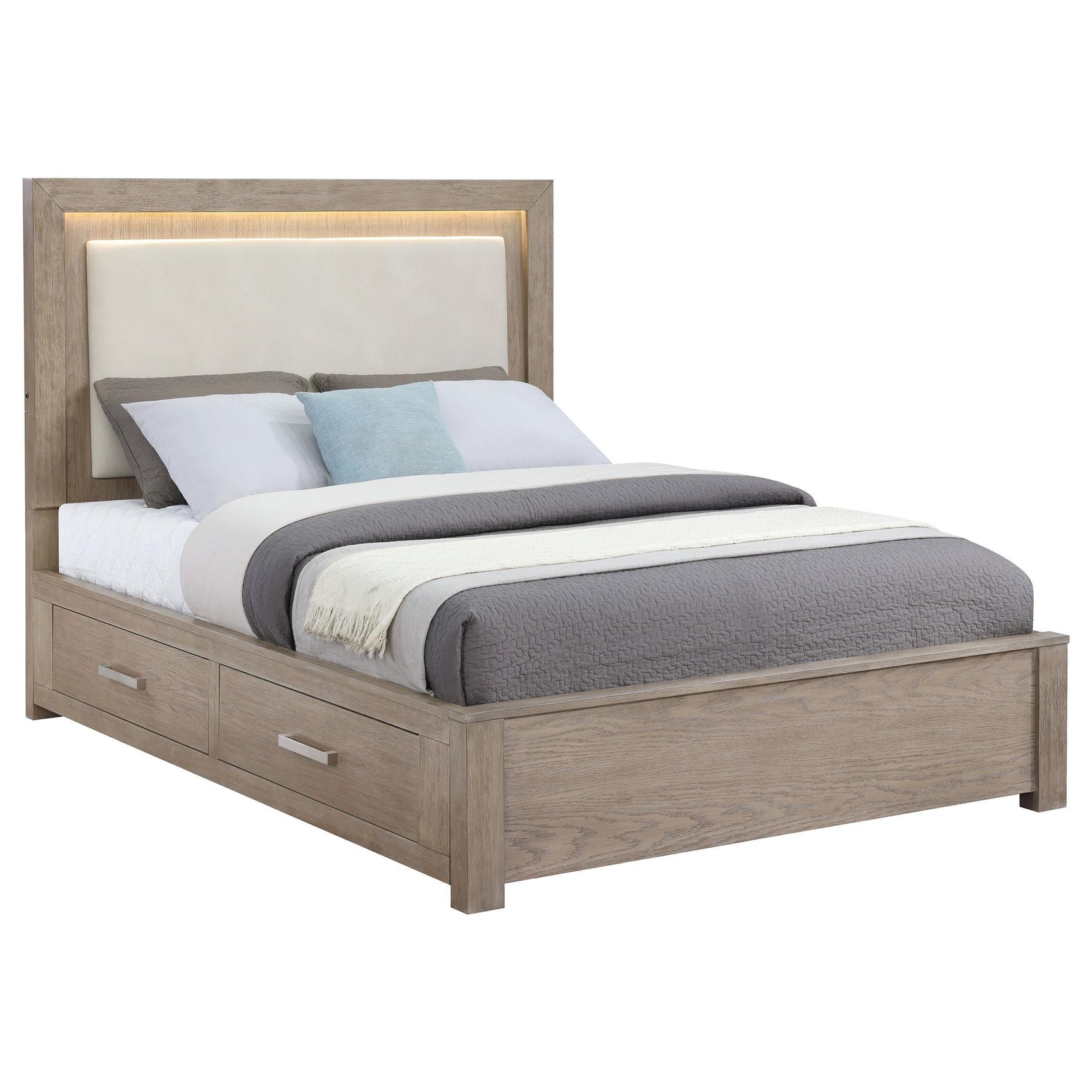 Kenora 56-inch King LED Storage Bed Barley Brown