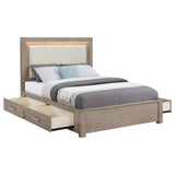 Kenora 56-inch King LED Storage Bed Barley Brown