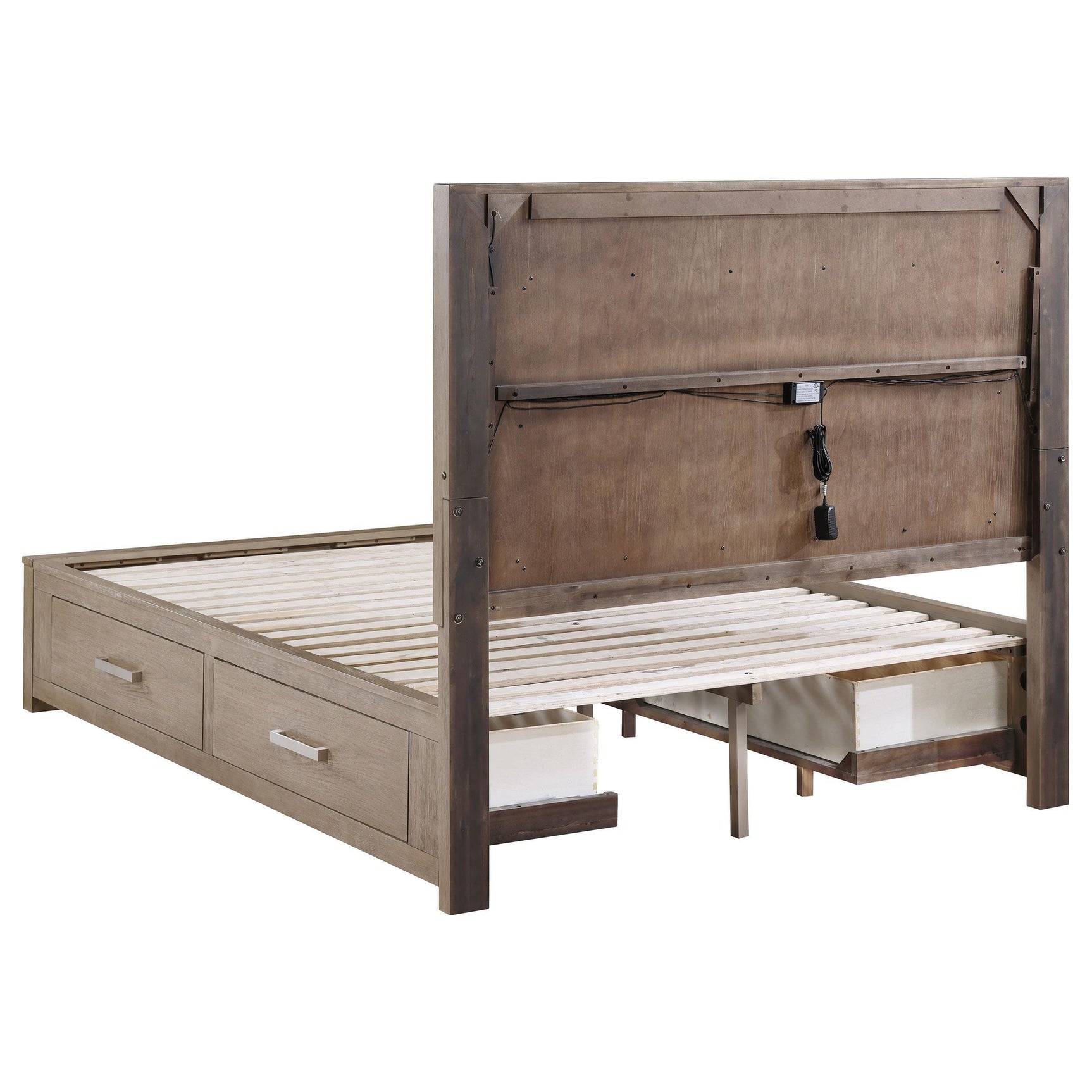 Kenora 56-inch King LED Storage Bed Barley Brown