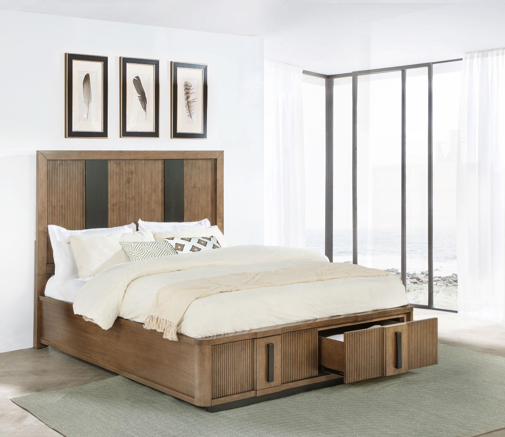 Terrace 2-drawer King Storage Bed Ash Brown