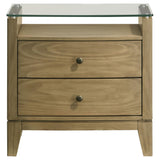 Granada 2 Drawer Glass Top Nightstand Natural Pine