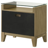 Granada 2 Drawer Glass Top Nightstand Natural Pine