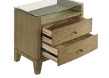 Granada 2 Drawer Glass Top Nightstand Natural Pine