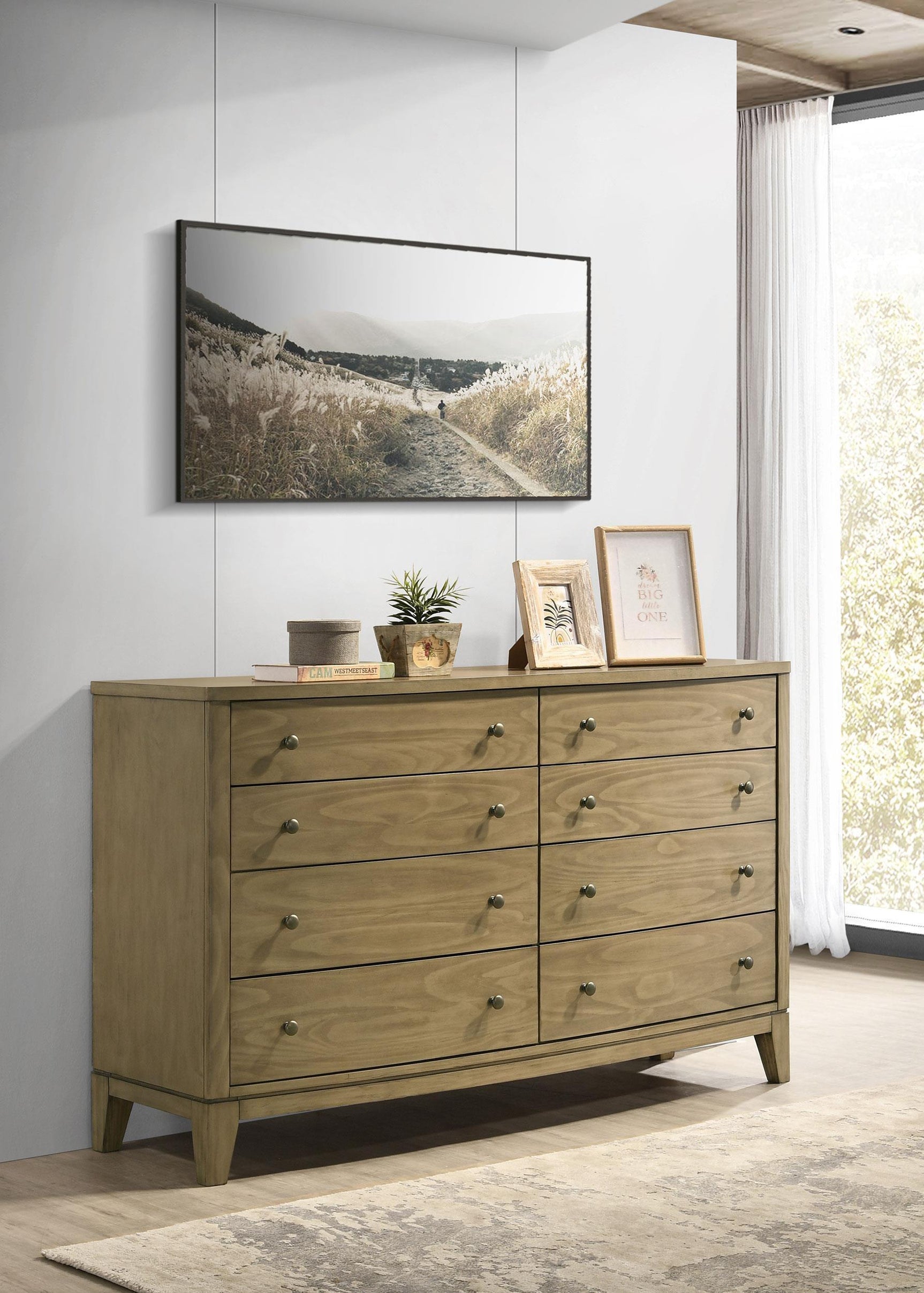 Granada 8 Drawer Dresser Cabinet Natural Pine