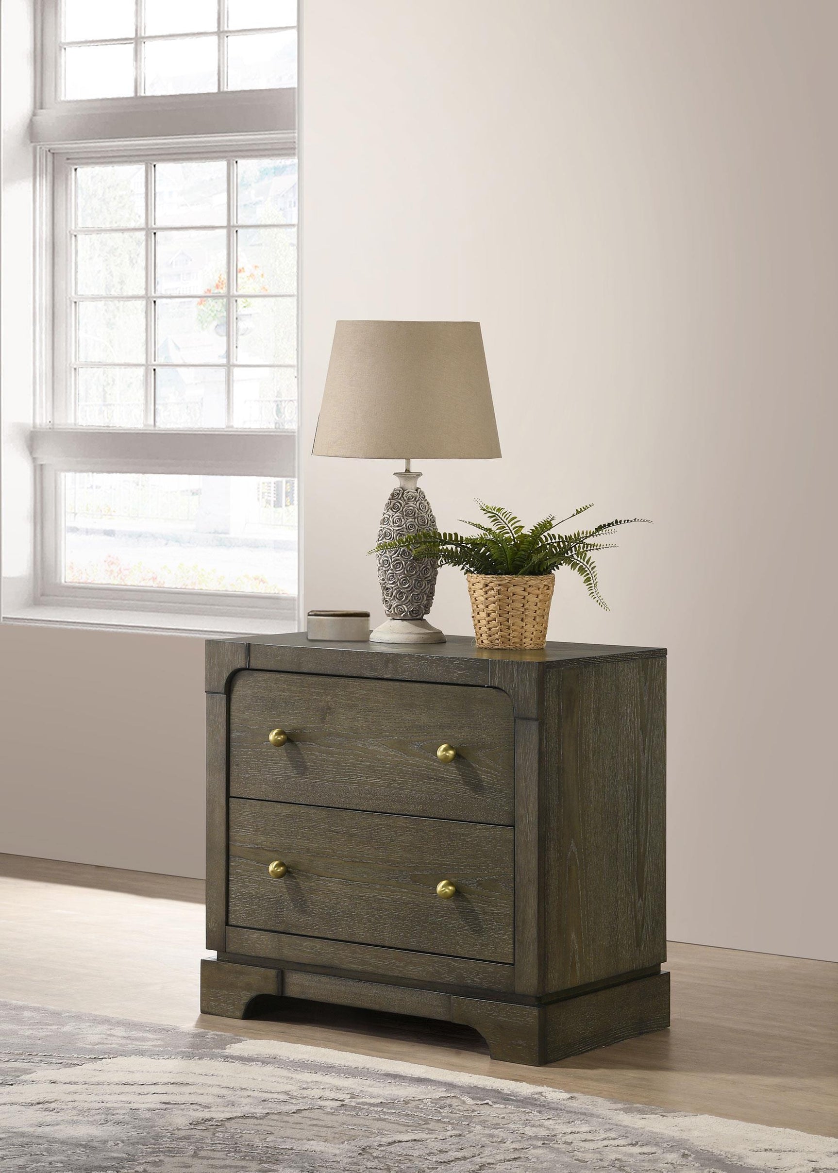 Gran Park 2 Drawer Nightstand Bedide Table Dark Cocoa