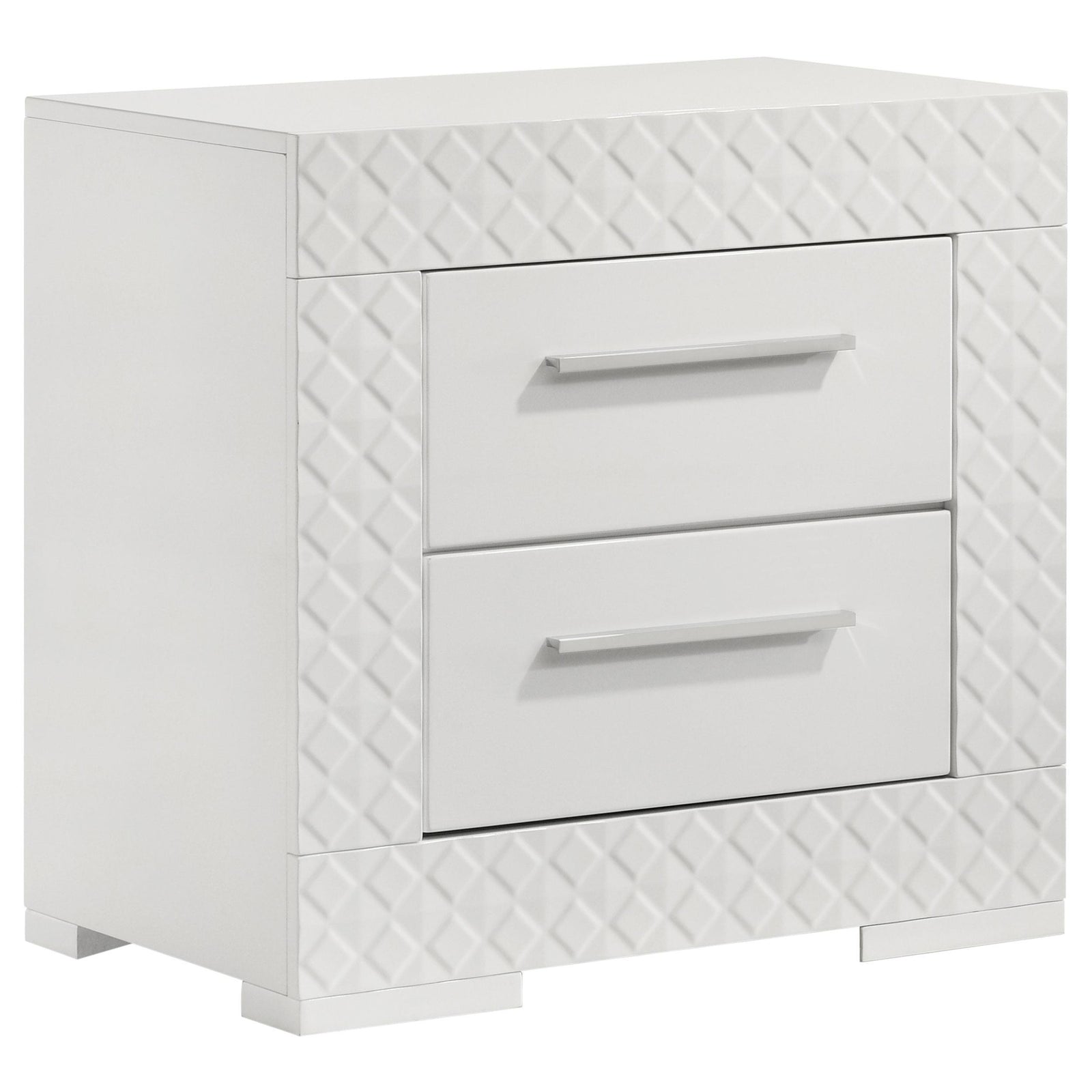 Ives 2 Drawer Nightstand Bedide Table White High Gloss