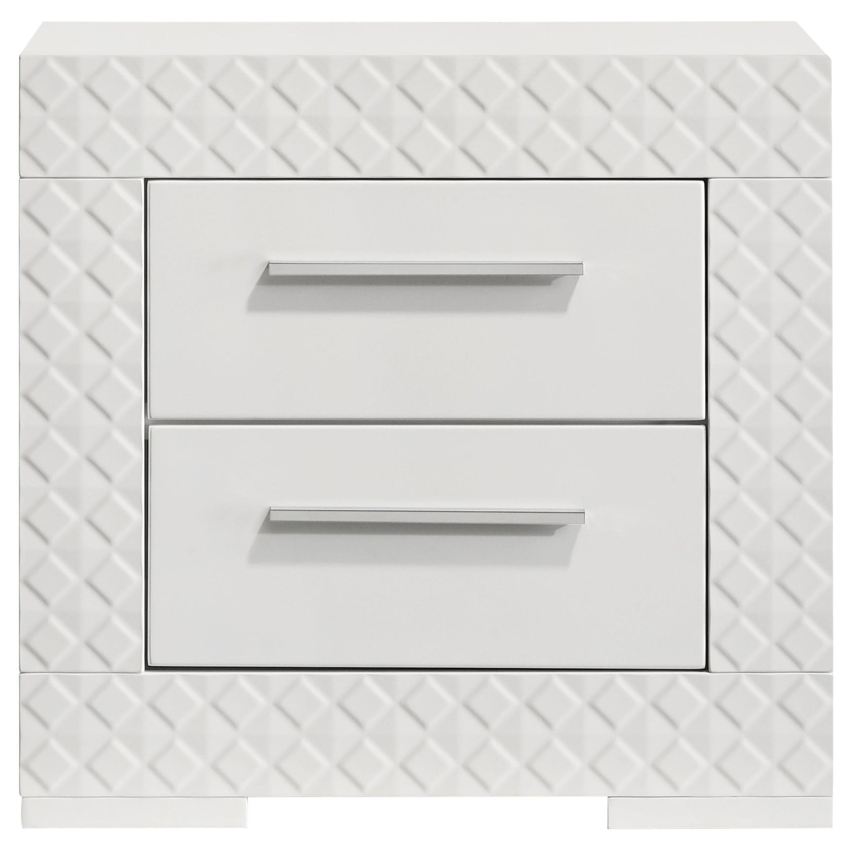 Ives 2 Drawer Nightstand Bedide Table White High Gloss
