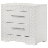 Ives 2 Drawer Nightstand Bedide Table White High Gloss