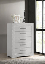 Ives 5 Drawer Bedroom Chest Of Drawers White High Gloss