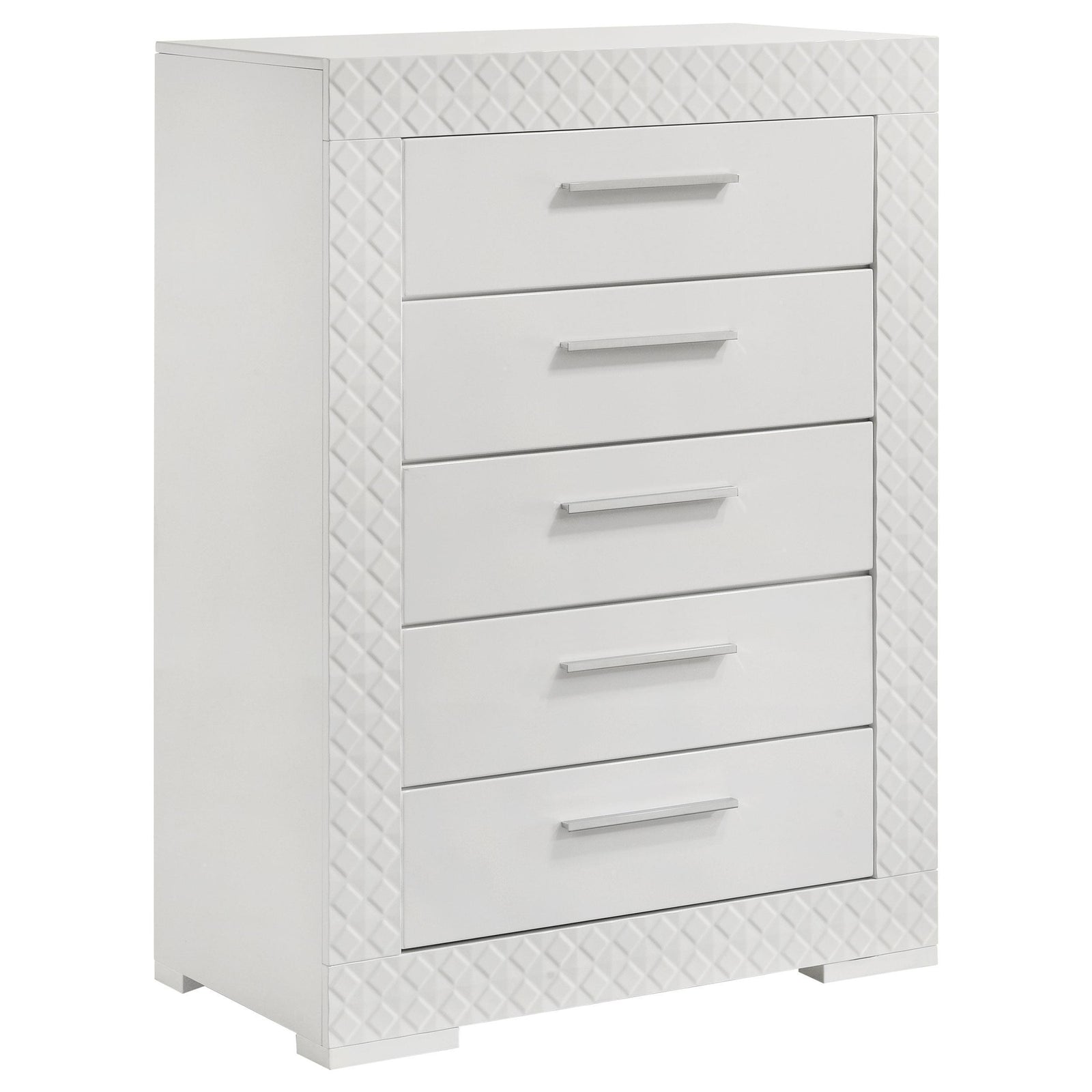 Ives 5 Drawer Bedroom Chest Of Drawers White High Gloss