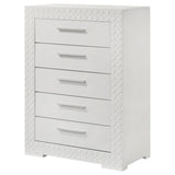 Ives 5 Drawer Bedroom Chest Of Drawers White High Gloss