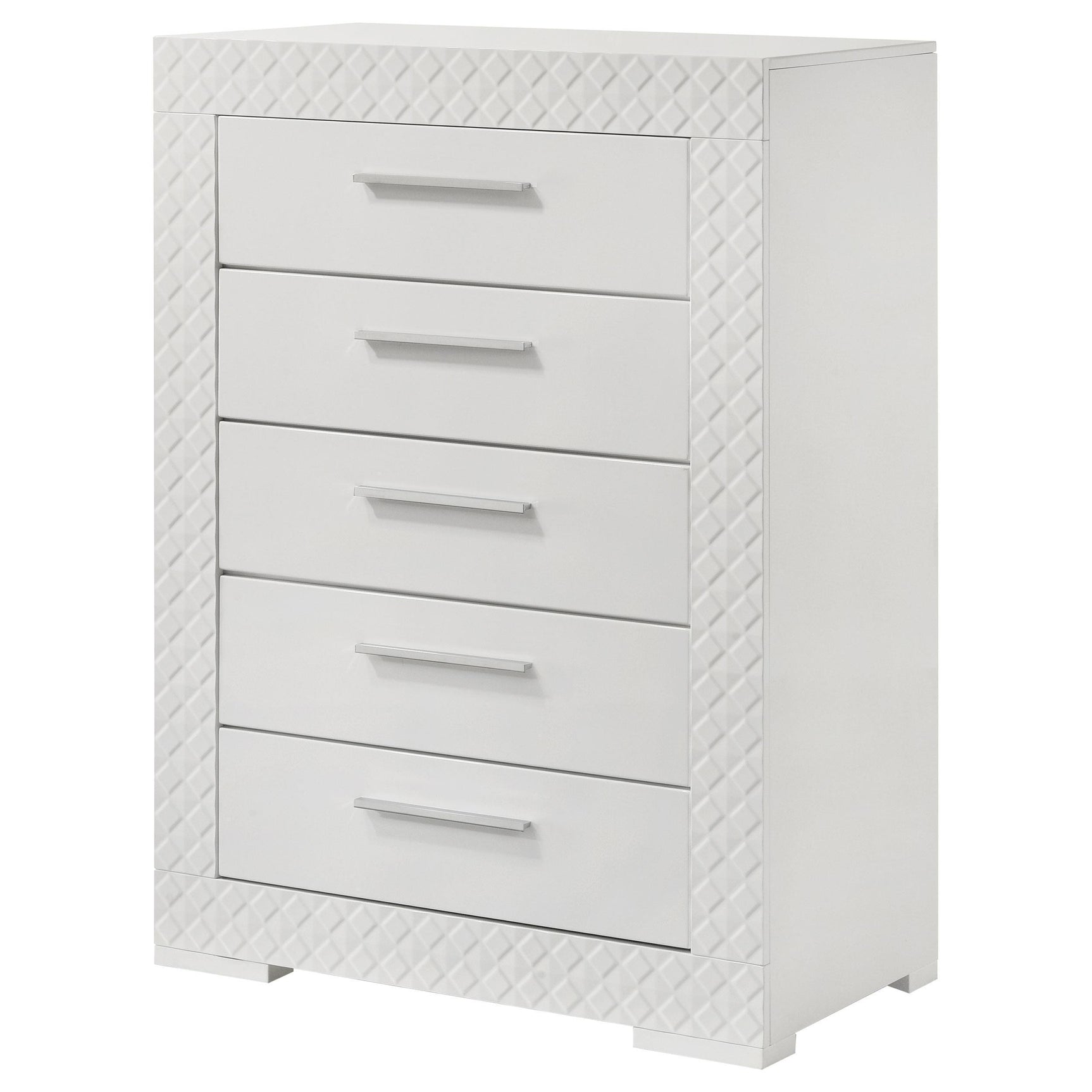 Ives 5 Drawer Bedroom Chest Of Drawers White High Gloss